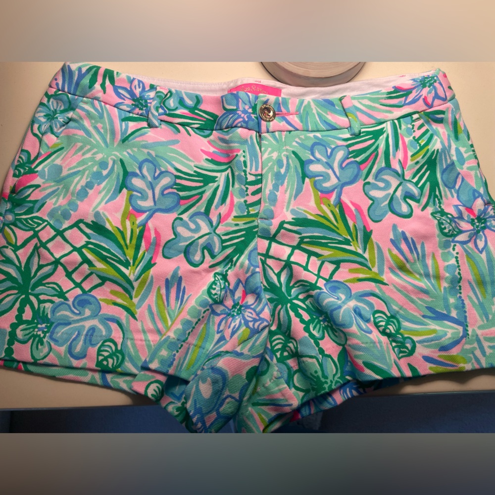 Lilly Pulitzer Callahan short. Pink, green and blue. Size 14.